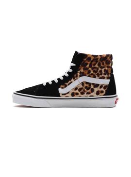 Baskets Vans Sk8-Hi Leopard Noir pour Femme