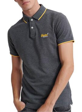 Polo Superdry Poolside Piqué Gris pour Homme