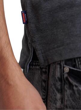 Polo Superdry Poolside Piqué Gris pour Homme