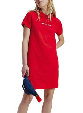 Robe Tommy Jeans Essential Polo Rouge pour Femme