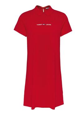 Robe Tommy Jeans Essential Polo Rouge pour Femme