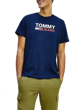 T-Shirt Tommy Jeans Corp Logo Bleu marine pour Homme