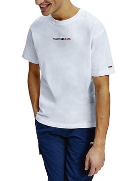 T-Shirt Tommy Jeans Linear Logo Blanc Homme