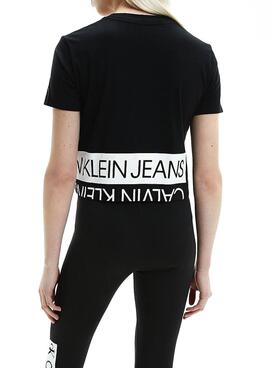 T-Shirt Calvin Klein Mirrored Noire pour Femme