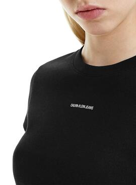T-Shirt Calvin Klein Micro Crop Noire pour Femme