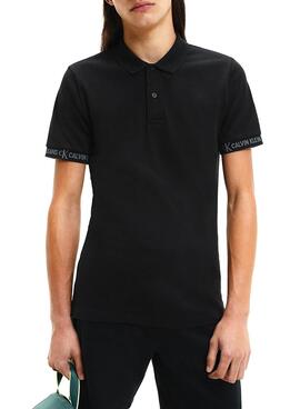 Polo Calvin Klein Logo Jacquard Noire pour Homme