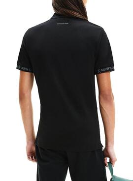 Polo Calvin Klein Logo Jacquard Noire pour Homme