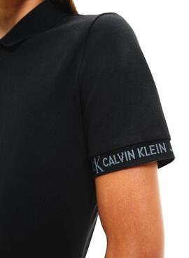 Polo Calvin Klein Logo Jacquard Noire pour Homme