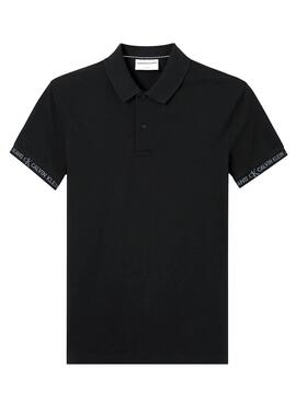 Polo Calvin Klein Logo Jacquard Noire pour Homme