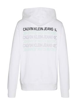 Sweat Calvin Klein Repeat Text Blanc Homme