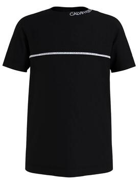 T-Shirt Calvin Klein Logo Piping Noire pour Garçon