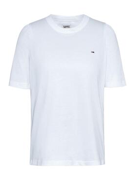 T-Shirt Tommy Jeans Slim Ruffled Blanc Femme