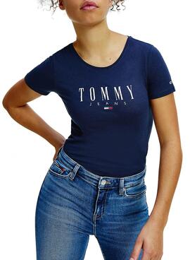 T-Shirt Logo Tommy Jeans Essential Bleu marine Femme
