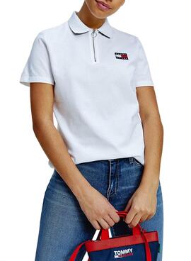 Polo Tommy Jeans Badge Blanc pour Femme