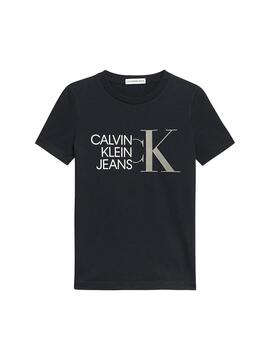 T-Shirt Logo hybride Calvin Klein Noire pour Garçon