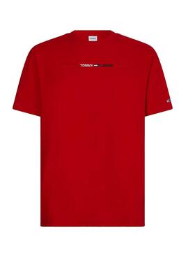 T-Shirt Tommy Jeans Linear Logo rouge pour Homme