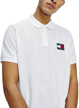 Polo Tommy Jeans Badge Blanc pour Homme