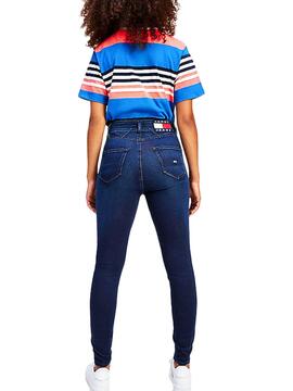 T-Shirt Tommy Jeans Boxy Crop Bleu pour Femme