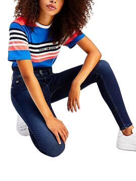 T-Shirt Tommy Jeans Boxy Crop Bleu pour Femme