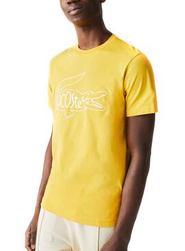 T-Shirt Lacoste Logo Overside Jaune Homme