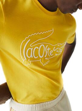 T-Shirt Lacoste Logo Overside Jaune Homme