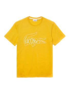 T-Shirt Lacoste Logo Overside Jaune Homme