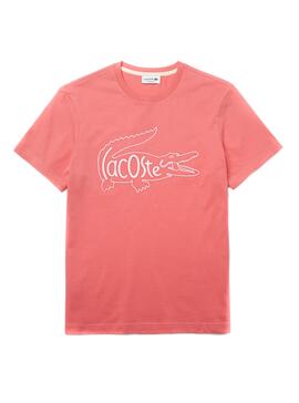 T-Shirt Lacoste Logo Overside Rose pour Homme