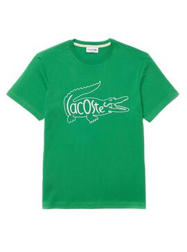 T-Shirt Logo Lacoste Overside Vert pour Homme