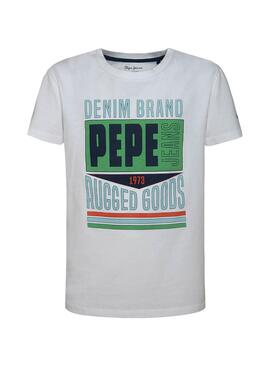 T-Shirt Pepe Jeans Finn Blanc pour Garçon
