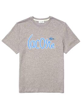 T-Shirt Logo Lacoste Oversize Gris pour Homme