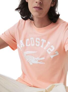 T-Shirt Lacoste 27 Rose pour Homme