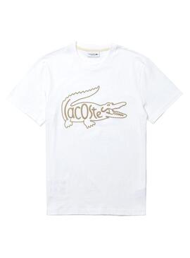 T-Shirt Lacoste Logo Oversize Blanc pour Homme