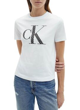 T-Shirt Calvin Klein Bonded Filled Blanc Femme