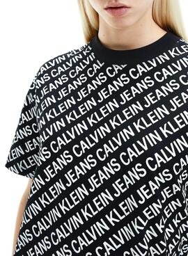 Robe Logo Calvin Klein Aop Noire pour Femme