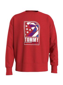 Sweat Basketball Tommy Jeans Rouge pour Homme