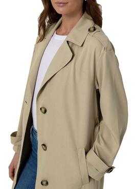 Trench-coat Only Line X-Long Beige pour Femme