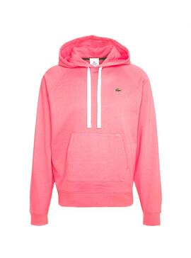 Sweat Lacoste Live Coupe ample Capuche Rosa