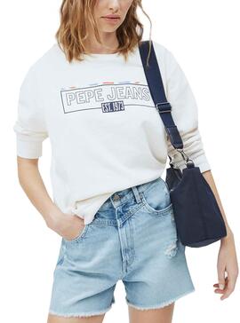 Sweat Pepe Jeans Betsy Blanc pour Femme