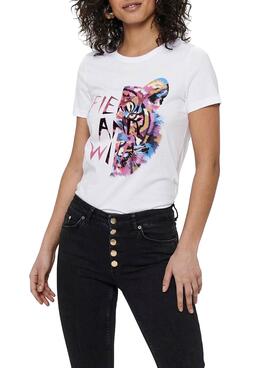 T-Shirt Only Faye Life Blanc pour Femme