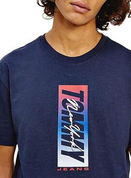 T-Shirt Tommy Jeans Vertical Front Logo Bleu marine