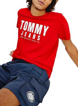 T-Shirt Tommy Jeans Center Chest Rouge pour Homme