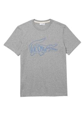 T-Shirt Lacoste Logo Oversize Gris pour Homme