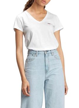 T-Shirt Levis Perfect V Neck Blanc pour Femme