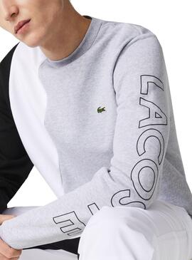 Sweat Lacoste Couleur Block Gris pour Homme