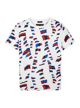 T-Shirt Tommy Hilfiger Multi Flag Blanc