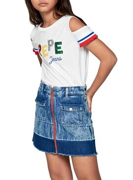 T-Shirt Pepe Jeans Kim Blanc pour Fille