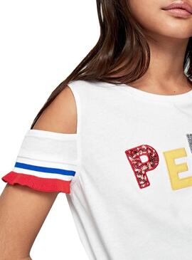 T-Shirt Pepe Jeans Kim Blanc pour Fille