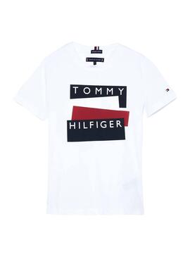 T-Shirt Tommy Hilfiger Sticker Blanc pour Garçon