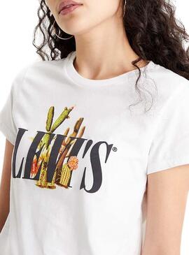 T-Shirt Levis Cactus 90S Serif Logo Blanc Femme