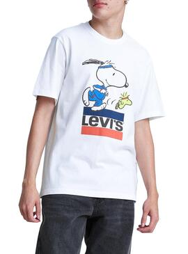 T-Shirt Levis Logo Snoopy Blanc Détendu Homme